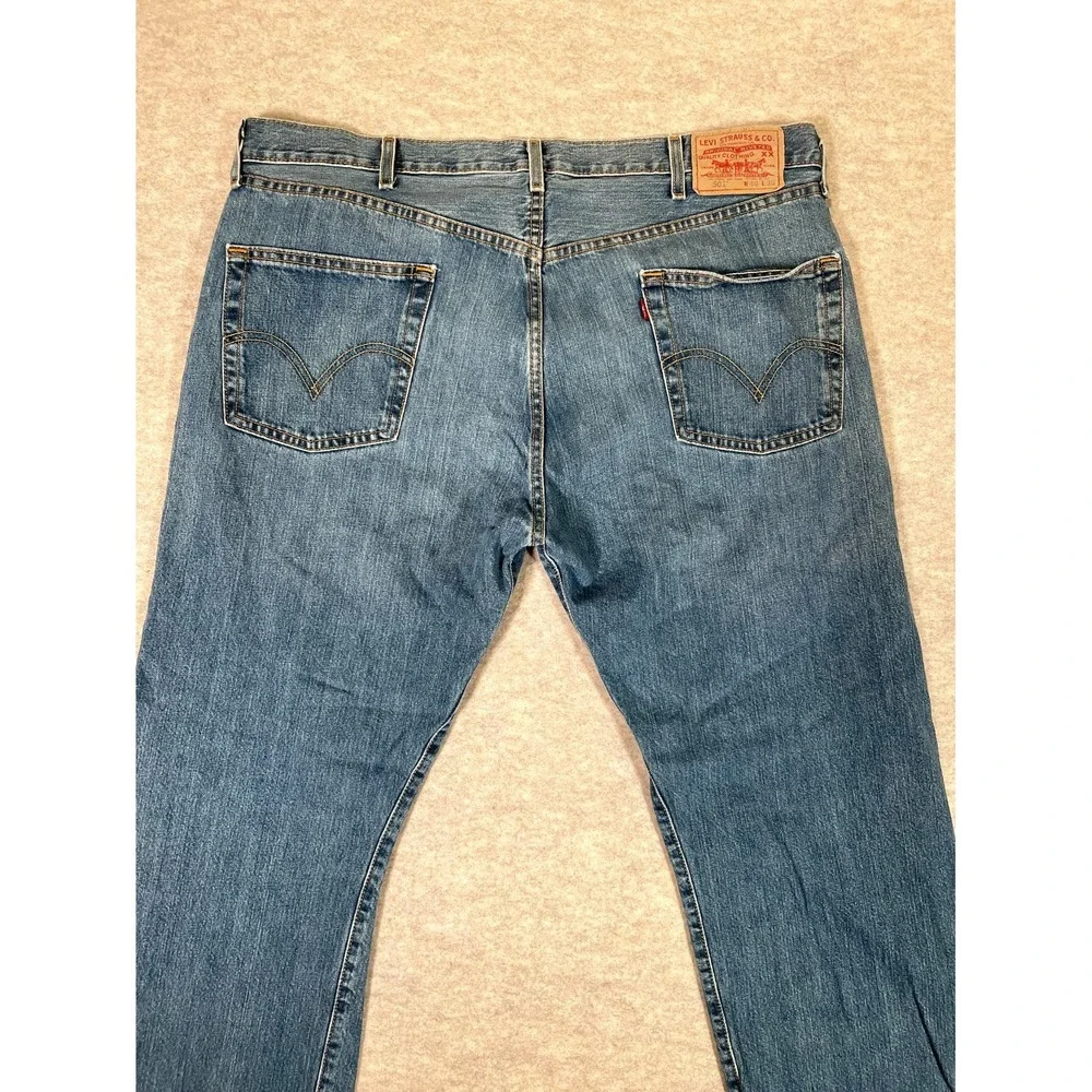 Levis 501 Original Fit Jeans Mens 40x30 Blue Denim Cotton High Rise Straight Leg